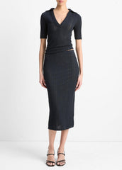 VINCE | Textural Cotton Midi Skirt in Dresses & Skirts - COASTAL BLUE