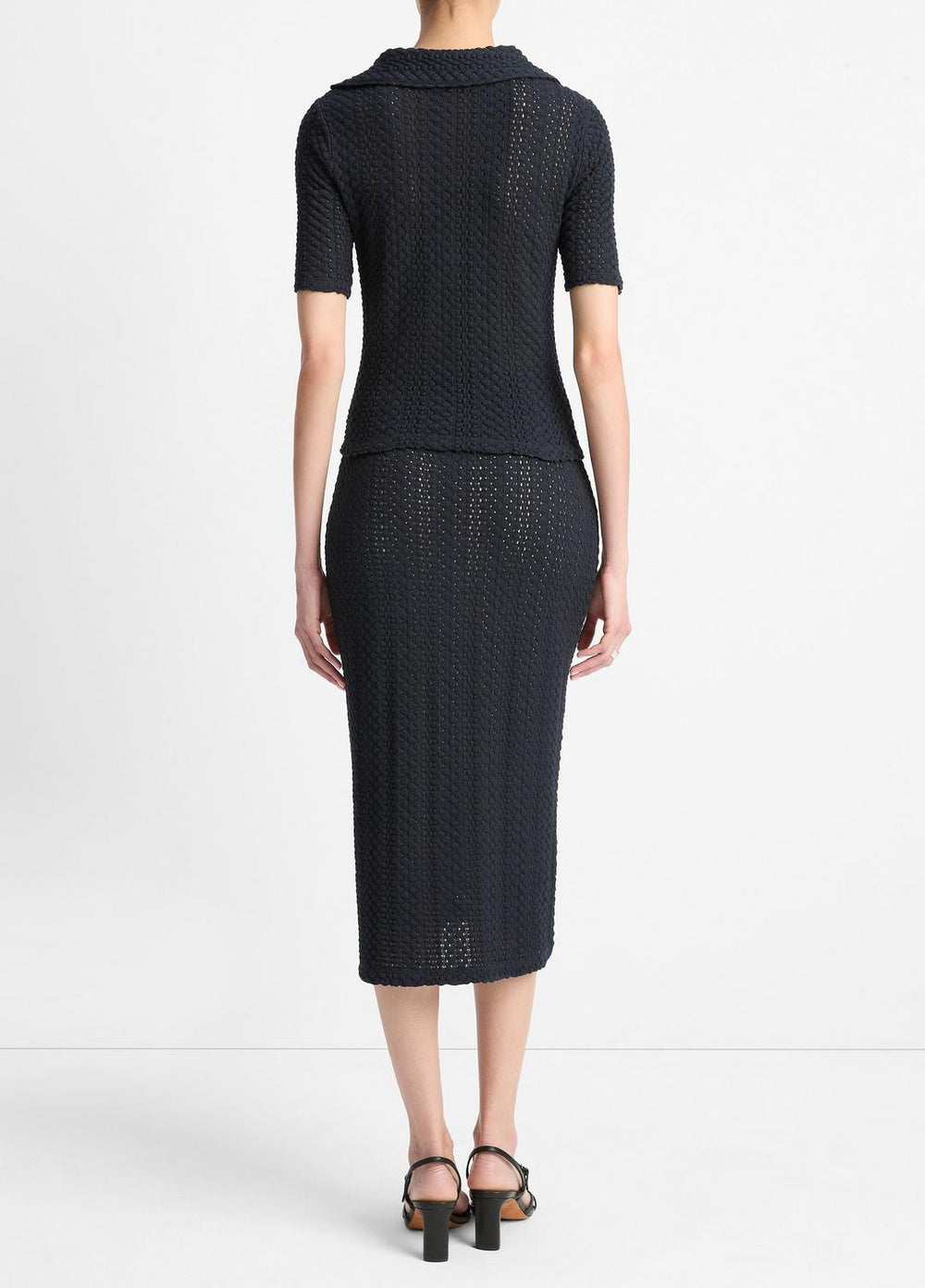 VINCE | Textural Cotton Midi Skirt in Dresses & Skirts - COASTAL BLUE