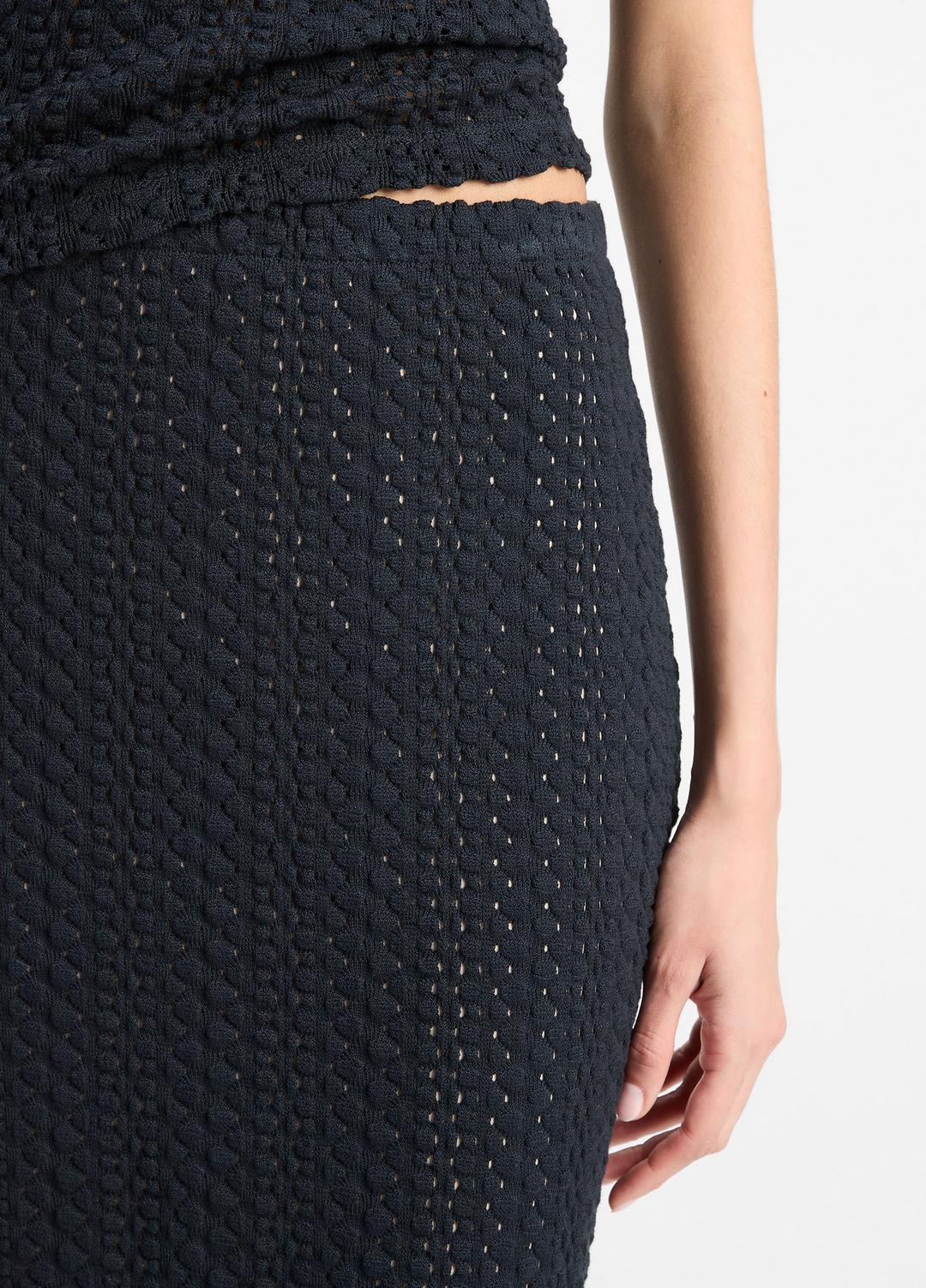 VINCE | Textural Cotton Midi Skirt in Dresses & Skirts - COASTAL BLUE