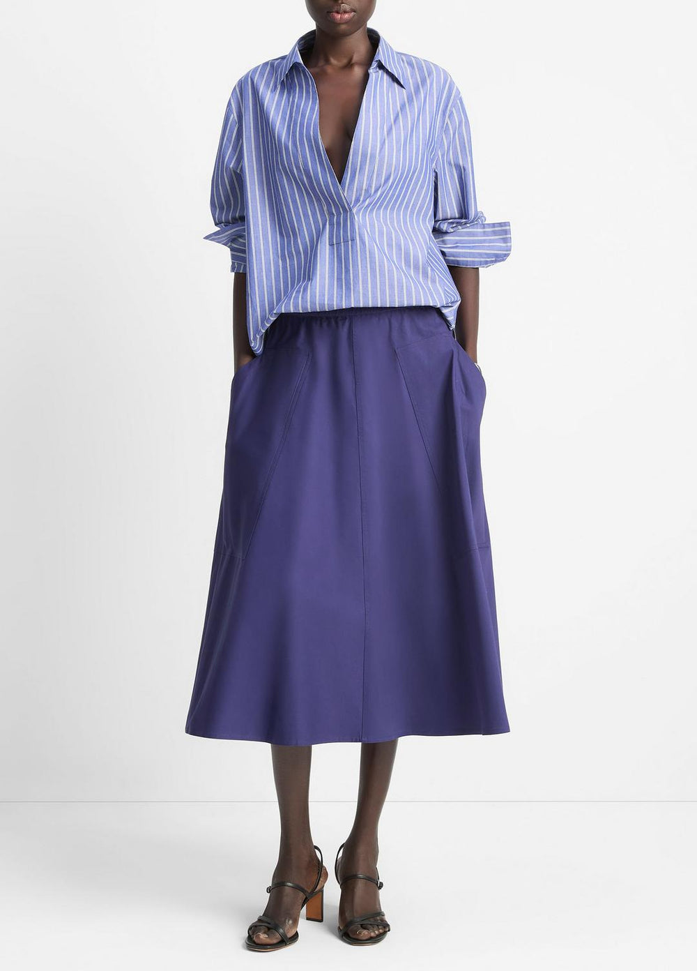VINCE | Cotton Full Skirt in Dresses & Skirts - DEEP IRIS