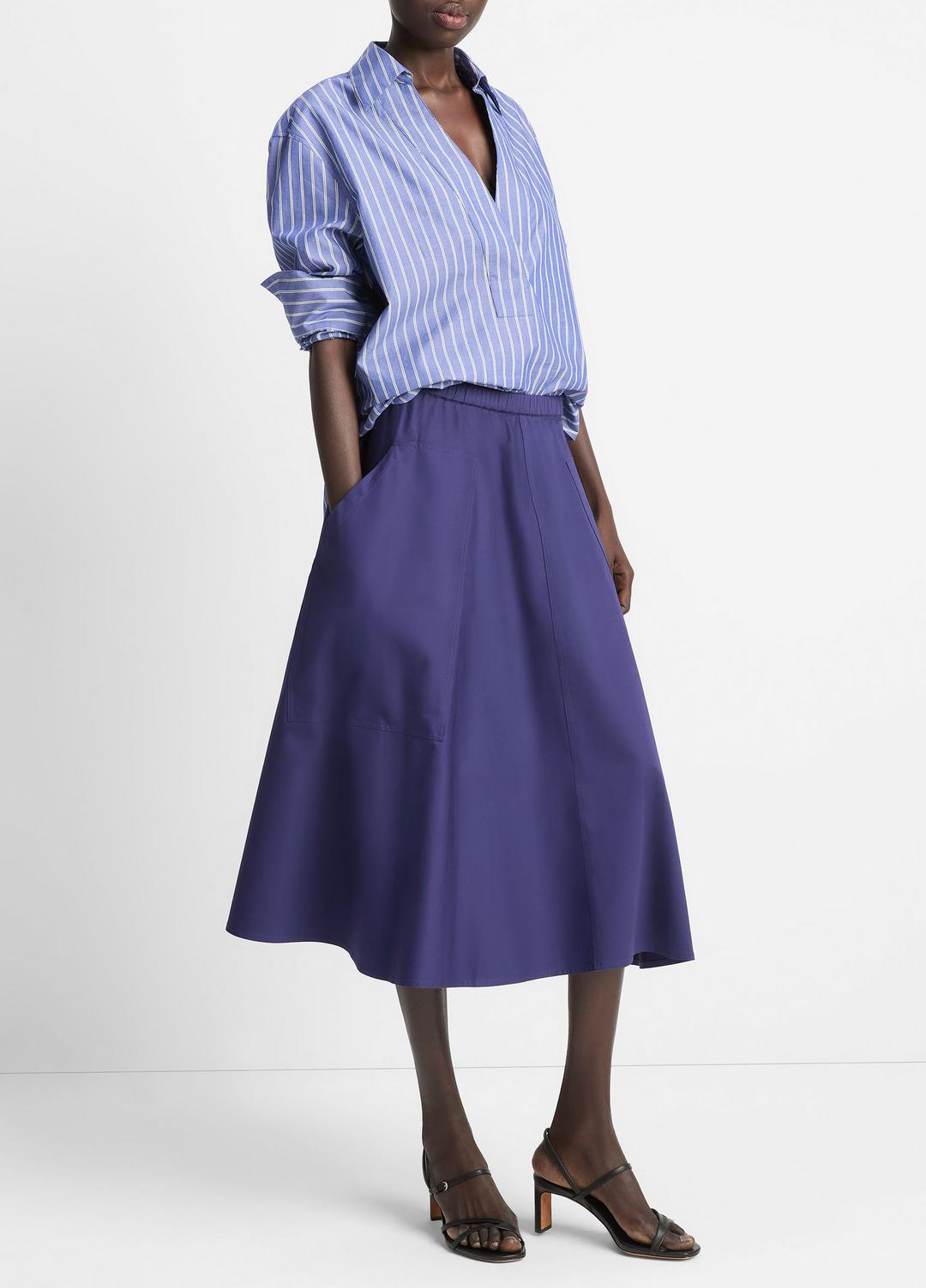 VINCE | Cotton Full Skirt in Dresses & Skirts - DEEP IRIS