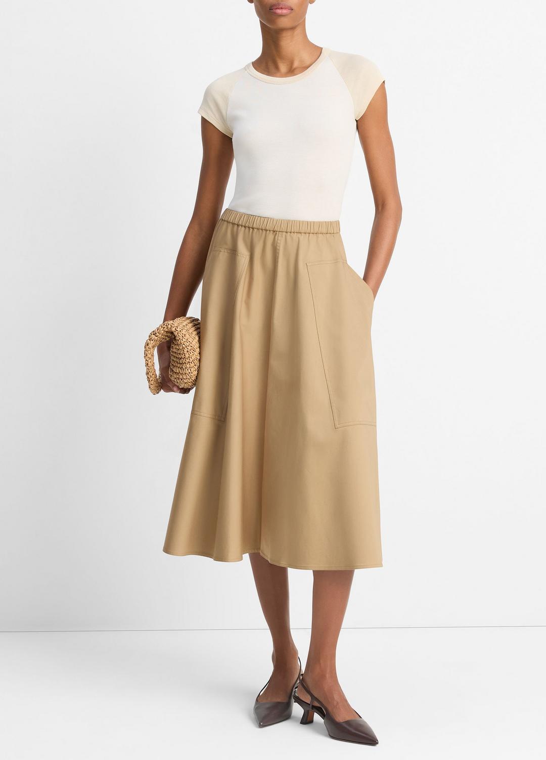 VINCE | Cotton Full Skirt in Dresses & Skirts - DARK BARLEY