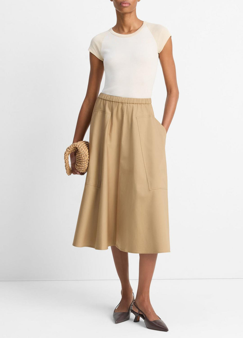 VINCE | Cotton Full Skirt in Dresses & Skirts - DARK BARLEY