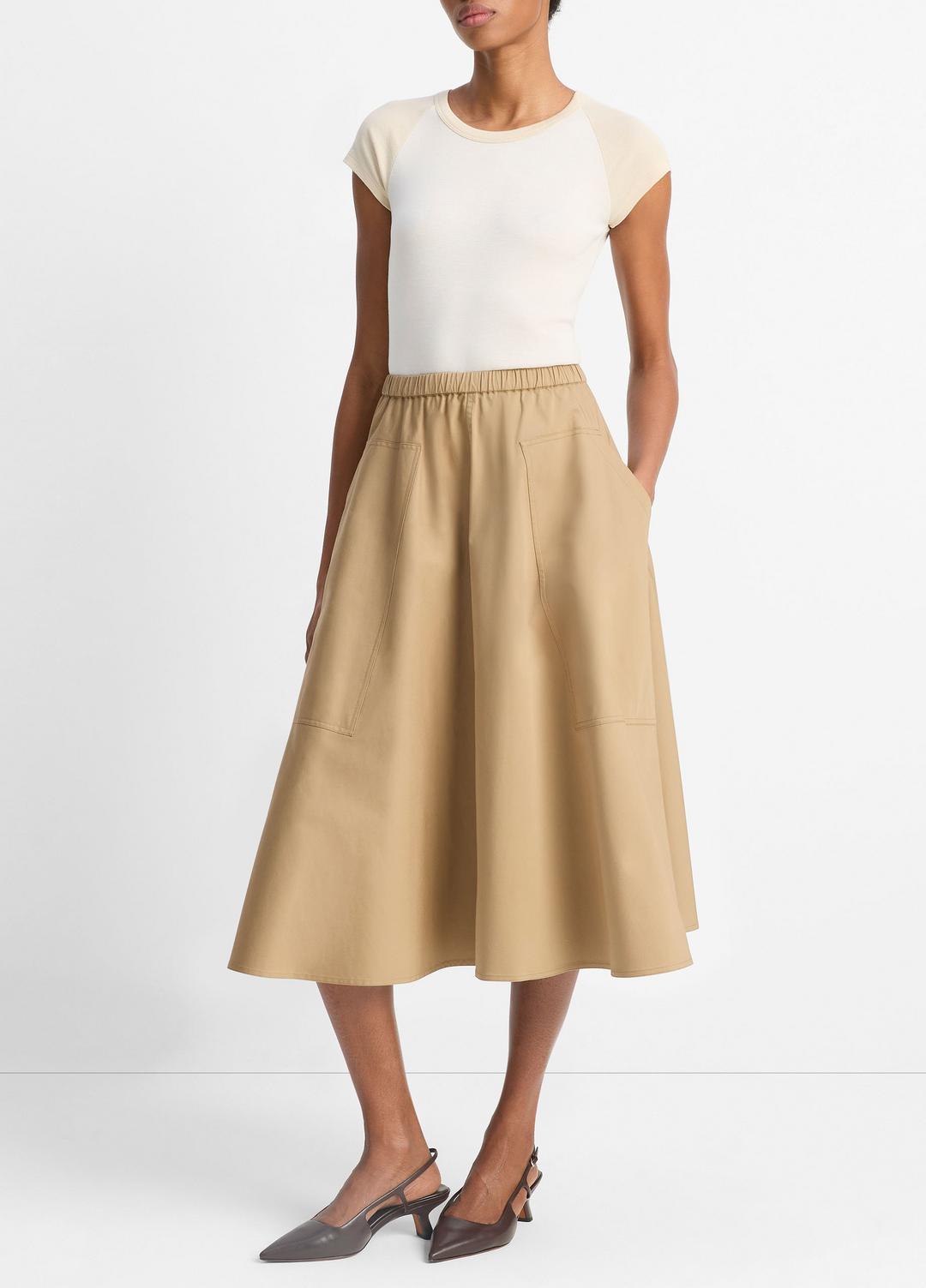 VINCE | Cotton Full Skirt in Dresses & Skirts - DARK BARLEY