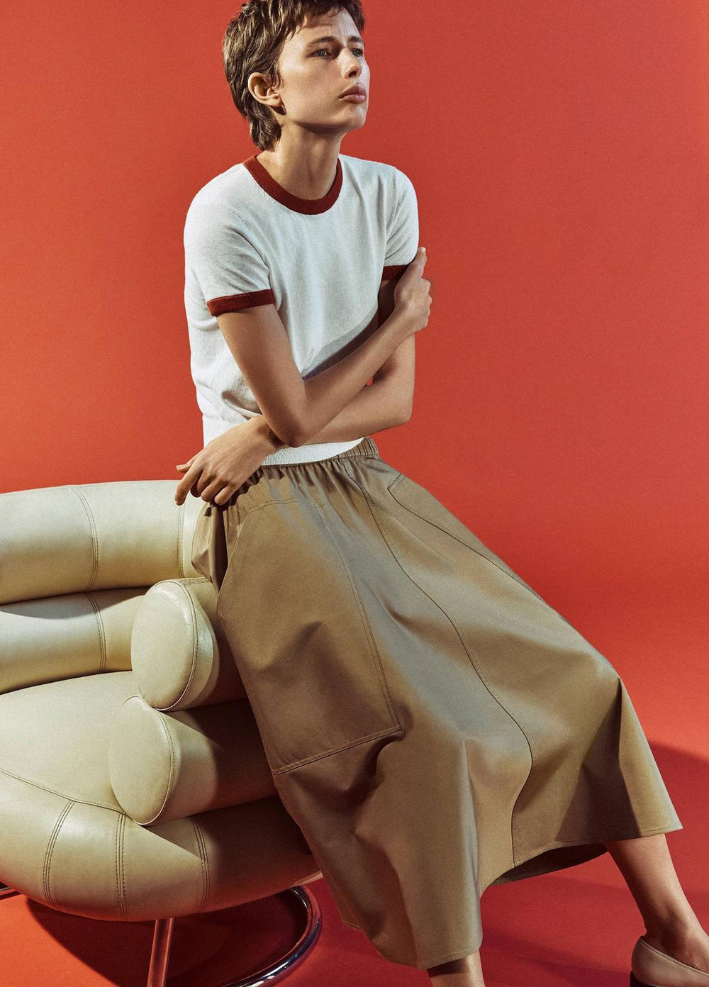 VINCE | Cotton Full Skirt in Dresses & Skirts - DARK BARLEY