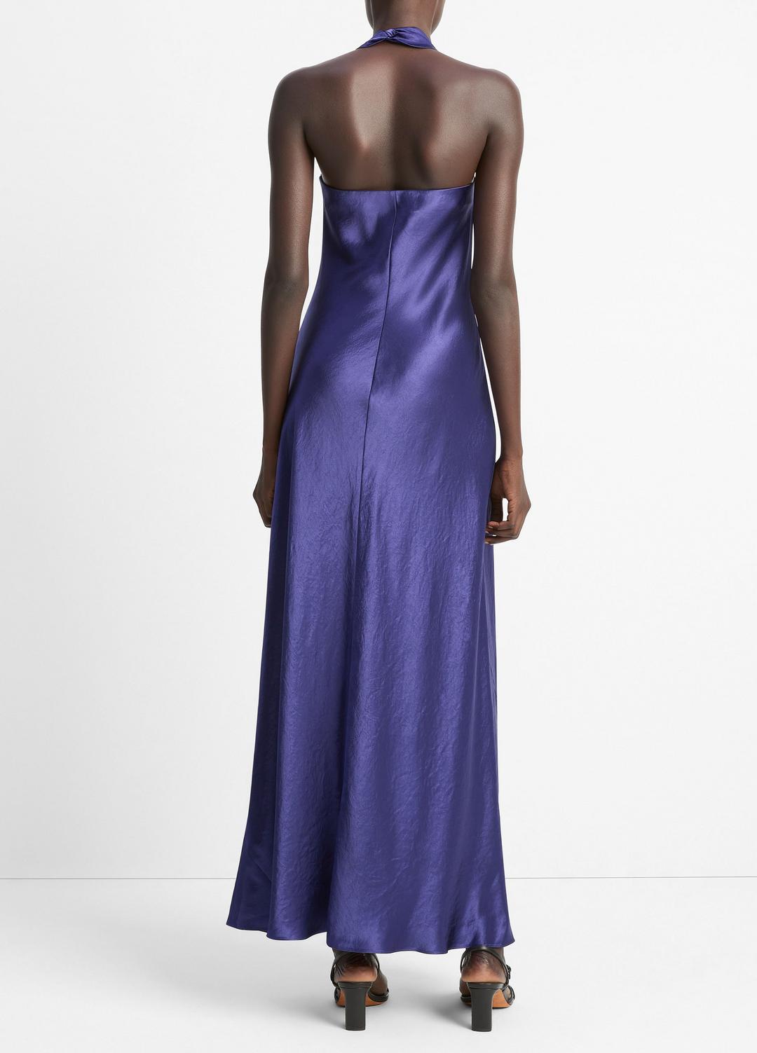 VINCE | Satin Cowl-Neck Maxi Dress in Dresses & Skirts - DEEP IRIS