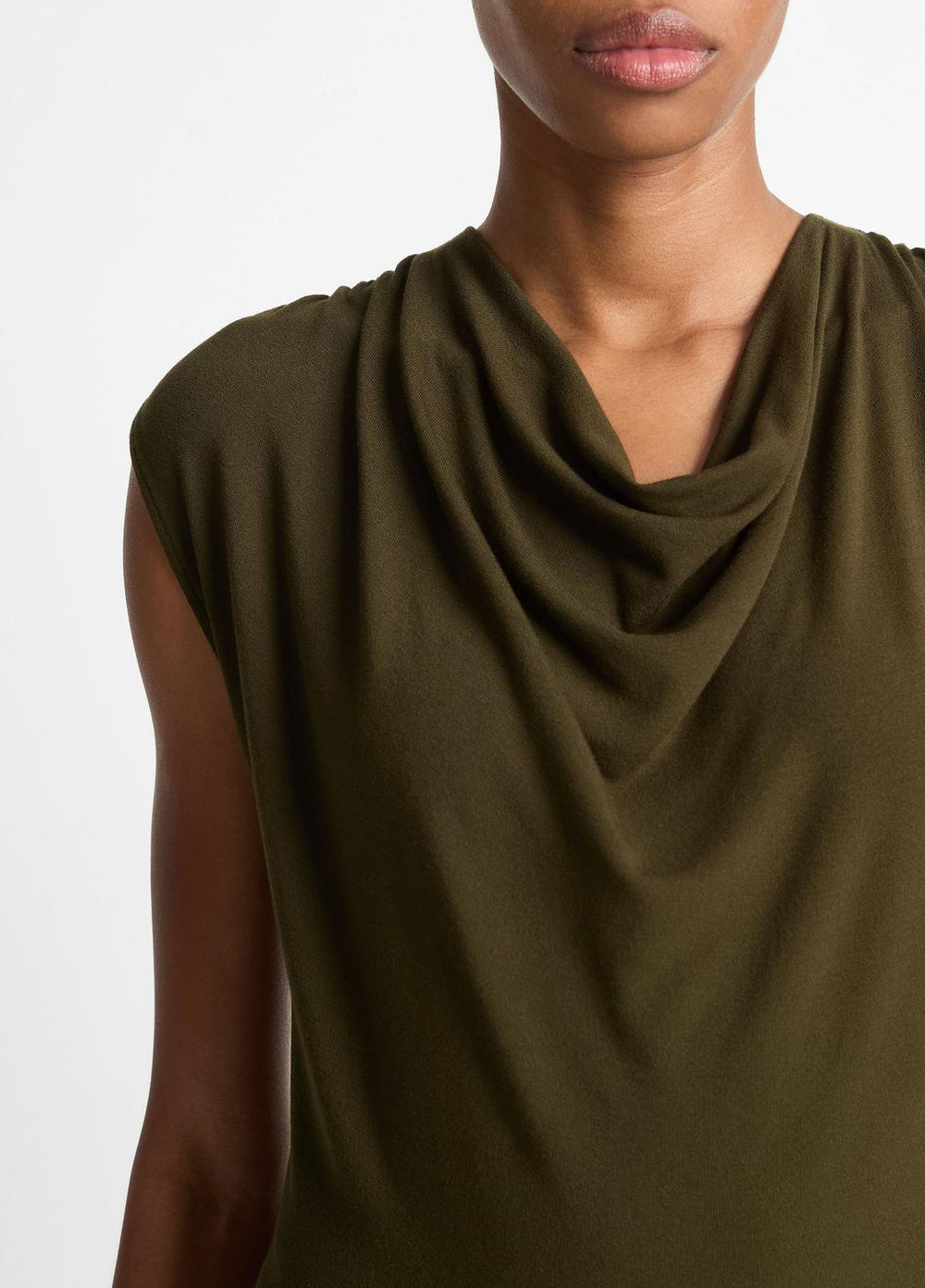 VINCE | Jersey Draped Cowl-Neck Dress in Dresses & Skirts - VERDE