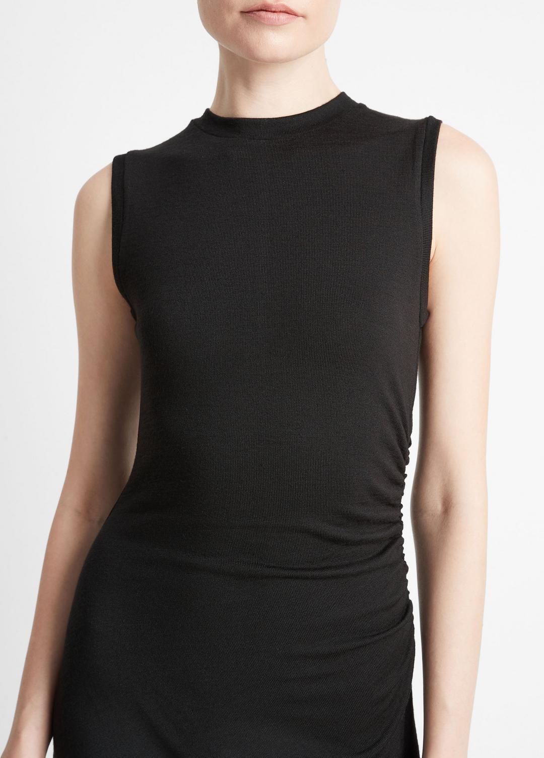VINCE | Sleeveless Gathered-Waist Dress in Dresses & Skirts - BLACK