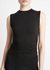 VINCE | Sleeveless Gathered-Waist Dress in Dresses & Skirts - BLACK