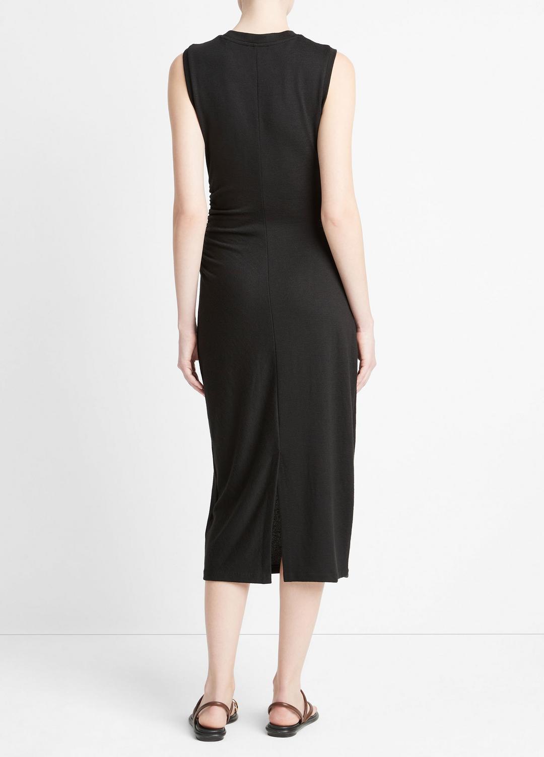 VINCE | Sleeveless Gathered-Waist Dress in Dresses & Skirts - BLACK