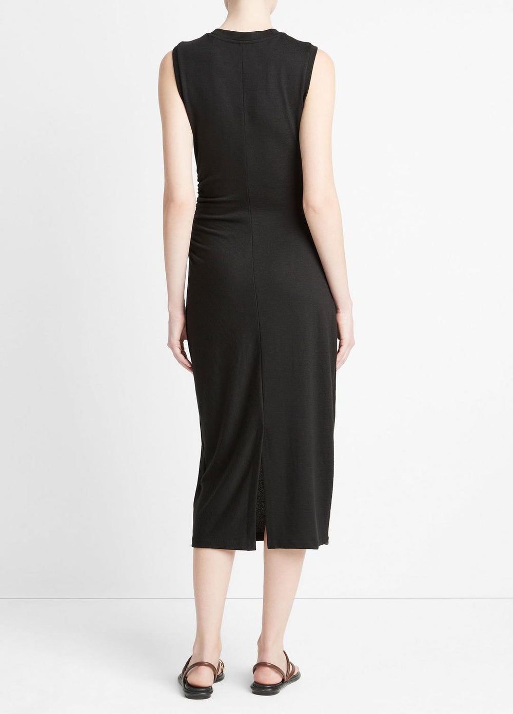 VINCE | Sleeveless Gathered-Waist Dress in Dresses & Skirts - BLACK