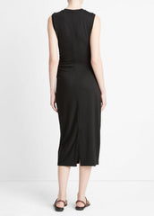 VINCE | Sleeveless Gathered-Waist Dress in Dresses & Skirts - BLACK