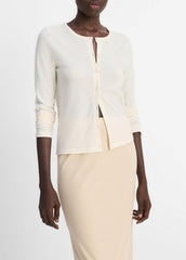 VINCE | Cotton Crepe Jersey Cardigan in Shirts & Tees - OAT SHELL