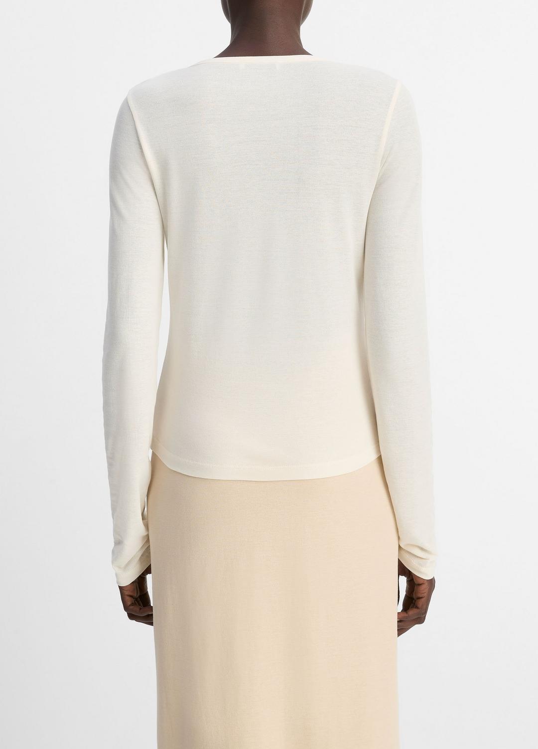 VINCE | Cotton Crepe Jersey Cardigan in Shirts & Tees - OAT SHELL