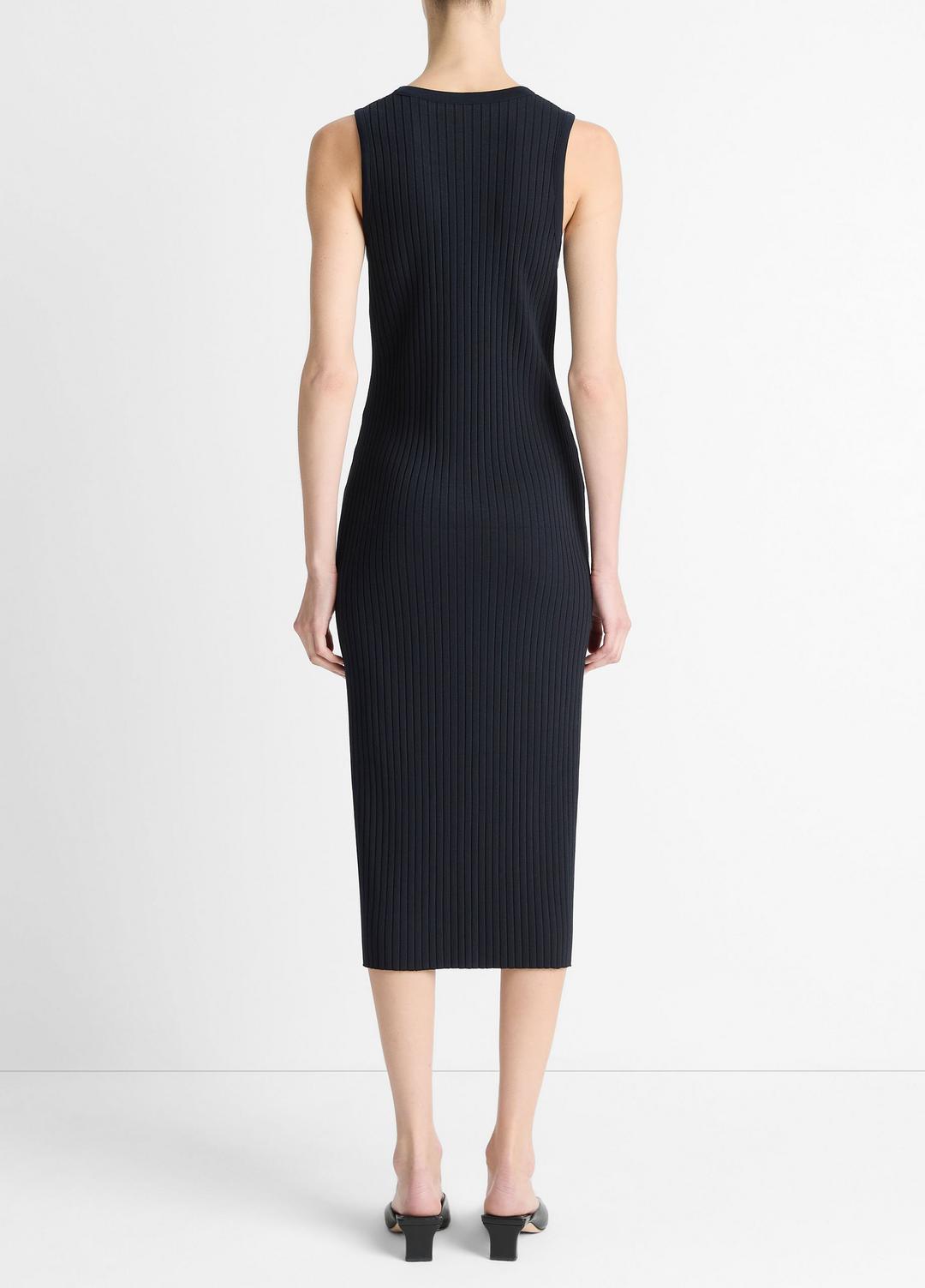 VINCE | Ribbed Cotton-Blend Button-Front Dress in Dresses & Skirts - COASTAL BLUE