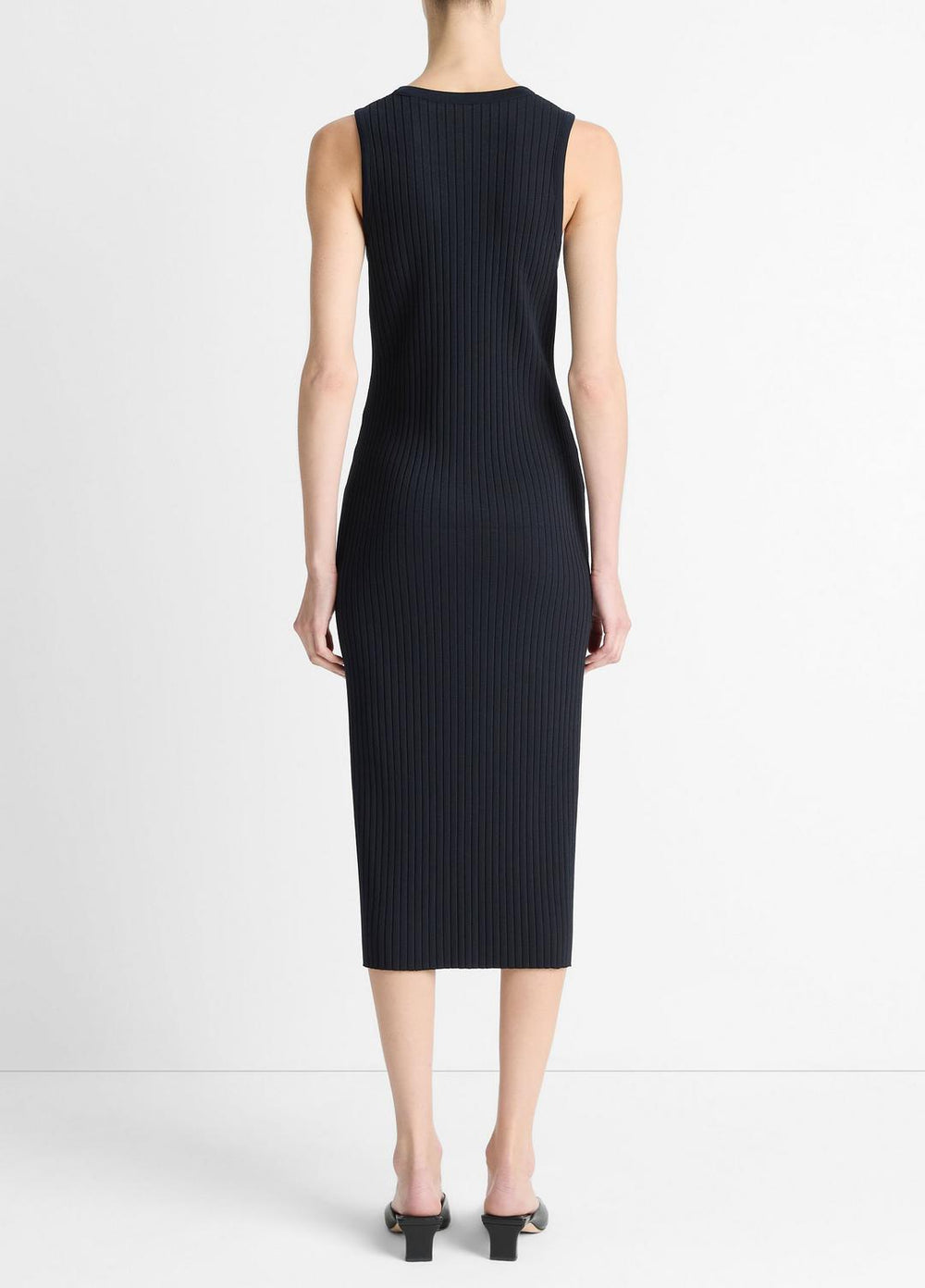 VINCE | Ribbed Cotton-Blend Button-Front Dress in Dresses & Skirts - COASTAL BLUE