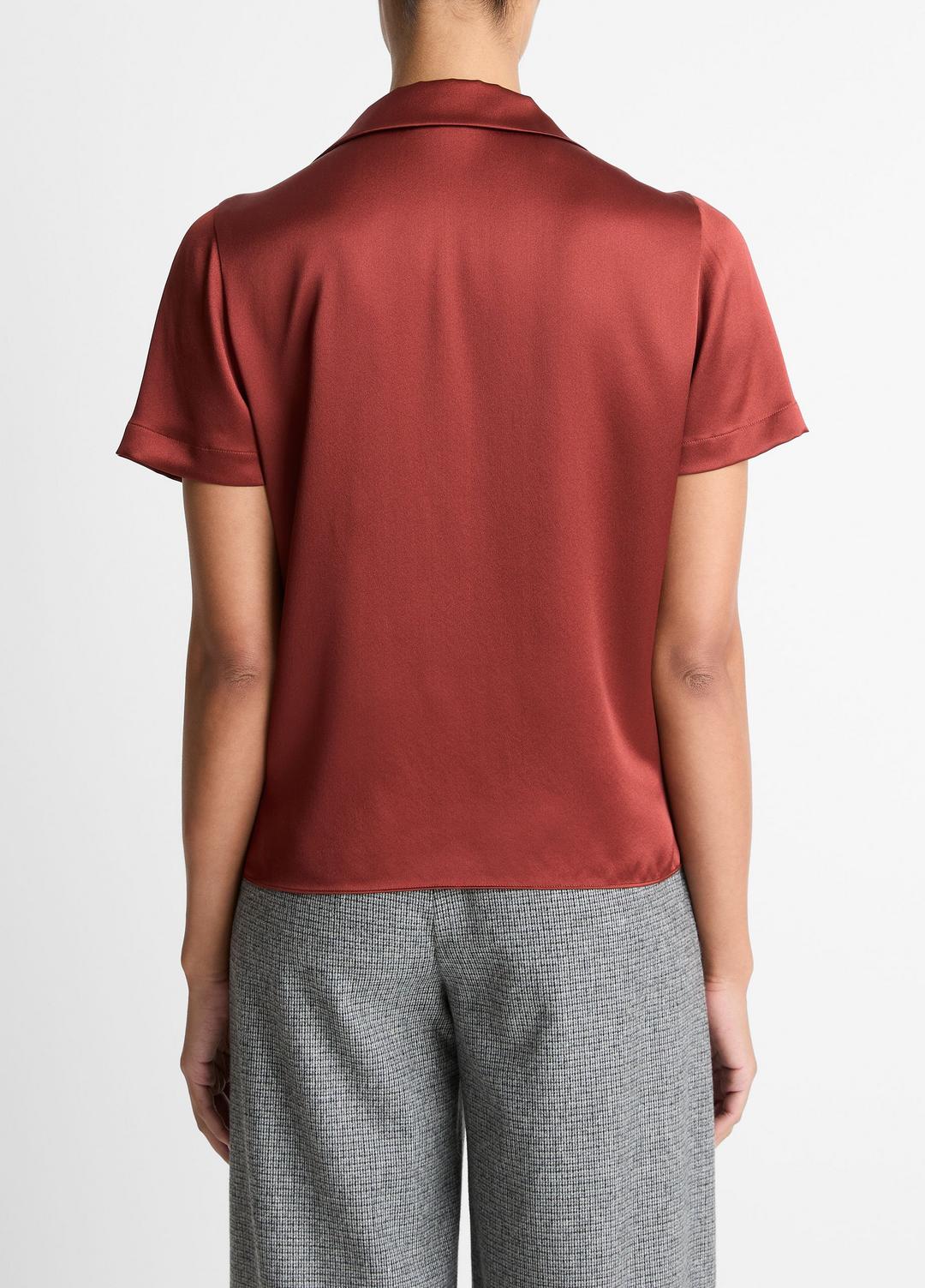 VINCE | Silk Short-Sleeve Button-Front Shirt in Shirts & Tees - SIENA