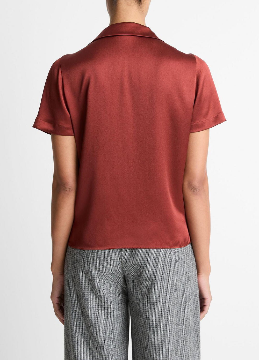 VINCE | Silk Short-Sleeve Button-Front Shirt in Shirts & Tees - SIENA