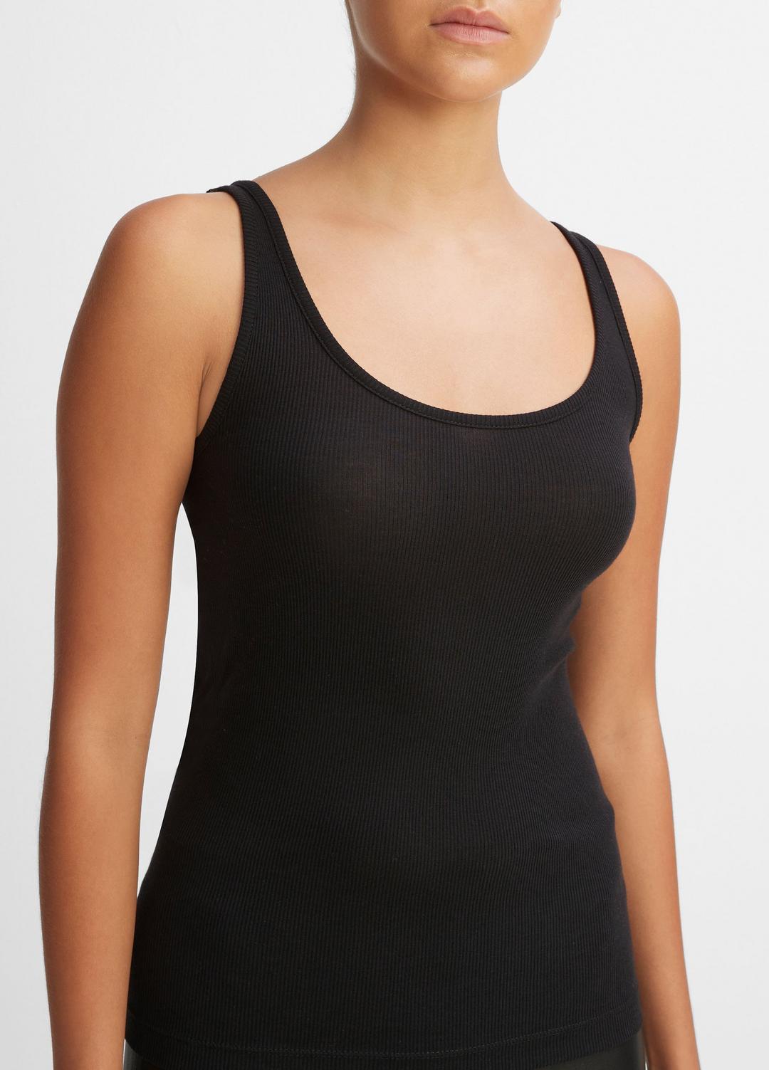 VINCE | Scoop Neck Tank in Shirts & Tees - BLACK