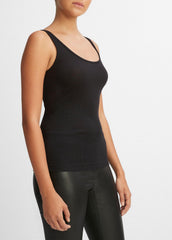 VINCE | Scoop Neck Tank in Shirts & Tees - BLACK