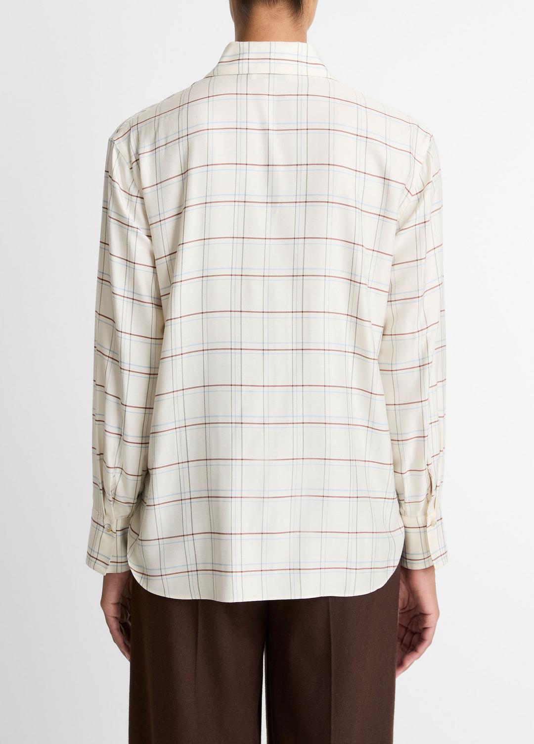 VINCE | Checked Plaid Button-Front Shirt in Shirts & Tees - CREAM MULTI