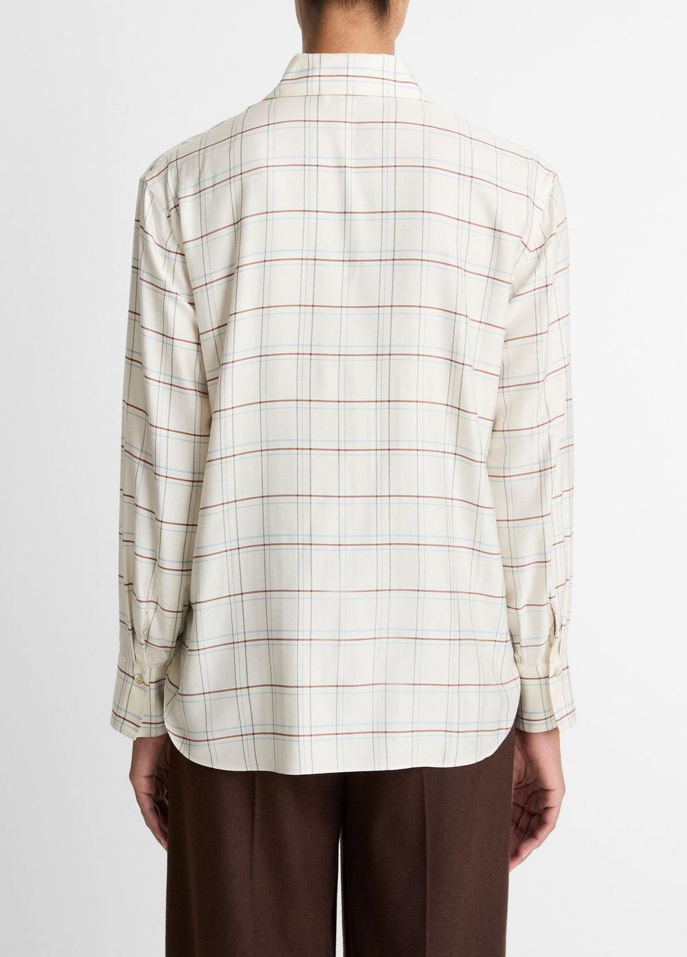 VINCE | Checked Plaid Button-Front Shirt in Shirts & Tees - CREAM MULTI