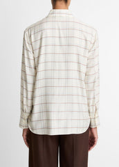 VINCE | Checked Plaid Button-Front Shirt in Shirts & Tees - CREAM MULTI