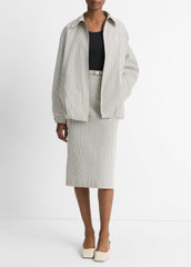 VINCE | Gardener's Check Cotton Oversized Bomber Jacket in Jackets & Outerwear - STONE/TAN