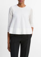 VINCE | Italian Cotton-Blend A-Line Sweater in Sweaters - OPTIC WHITE