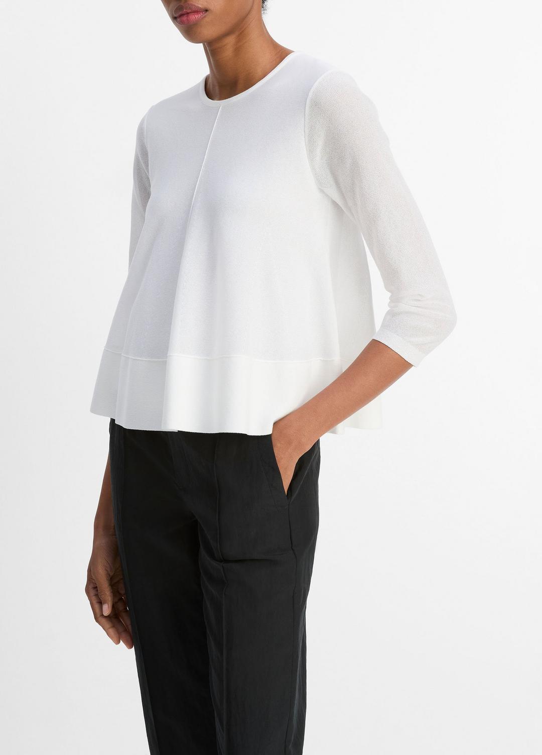 VINCE | Italian Cotton-Blend A-Line Sweater in Sweaters - OPTIC WHITE