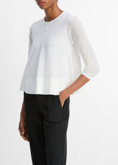 VINCE | Italian Cotton-Blend A-Line Sweater in Sweaters - OPTIC WHITE