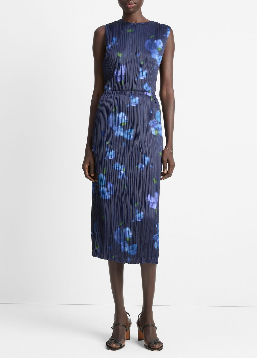 VINCE | Poppy Blur Crushed Satin Column Skirt in Dresses & Skirts - MIDNIGHT