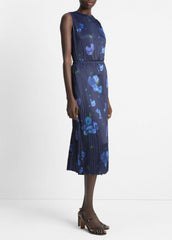 VINCE | Poppy Blur Crushed Satin Column Skirt in Dresses & Skirts - MIDNIGHT