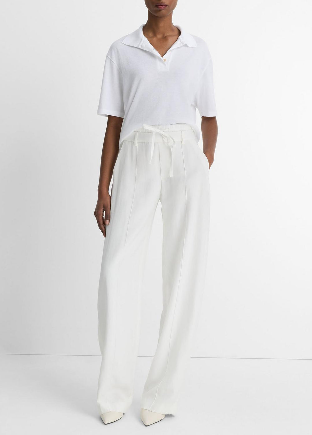 VINCE | Easy Cotton Polo Shirt in Shirts & Tees - OPTIC WHITE
