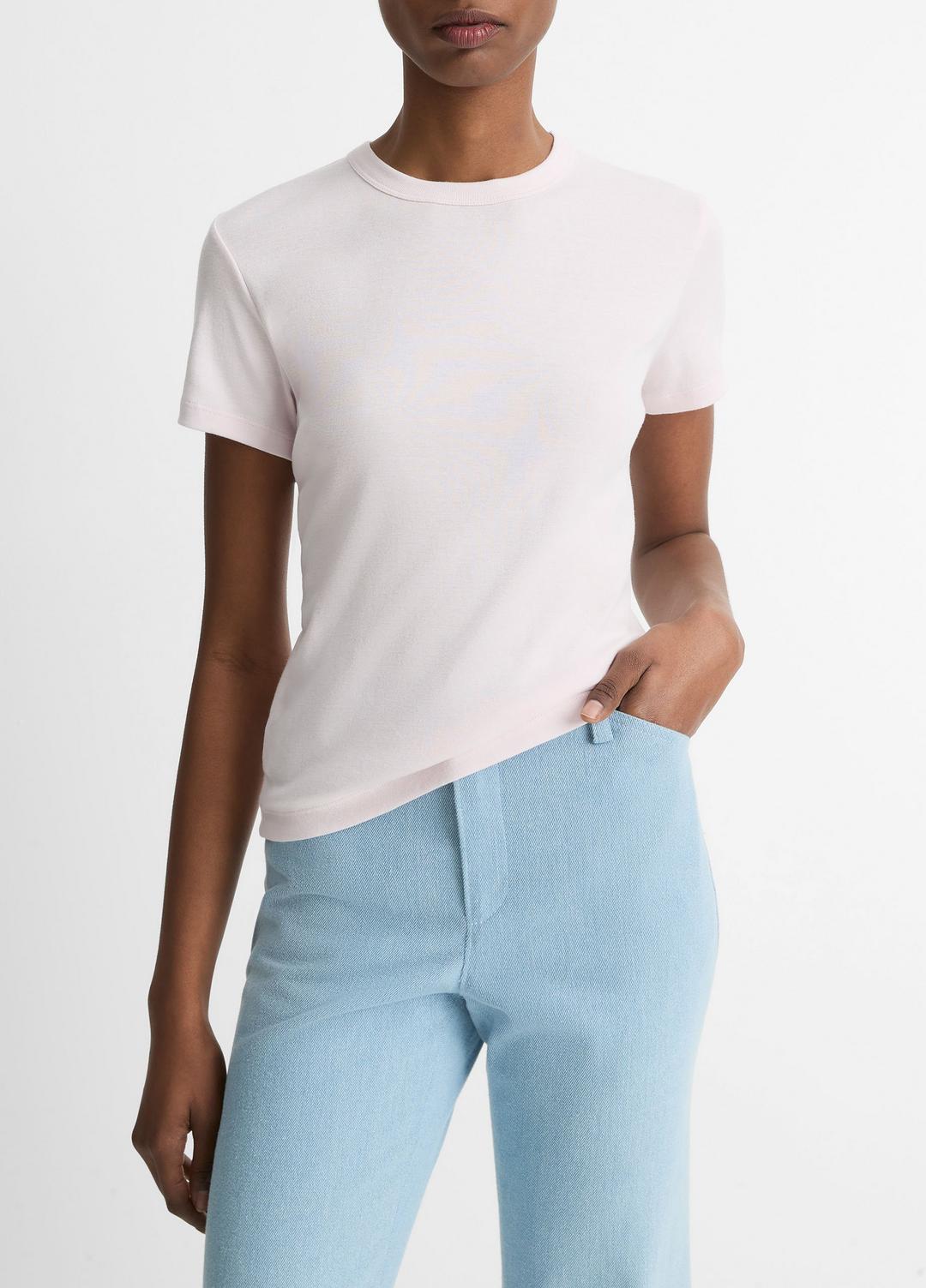 VINCE | Pima Cotton-Blend '90s Shrunken T-Shirt in Shirts & Tees - BALLET