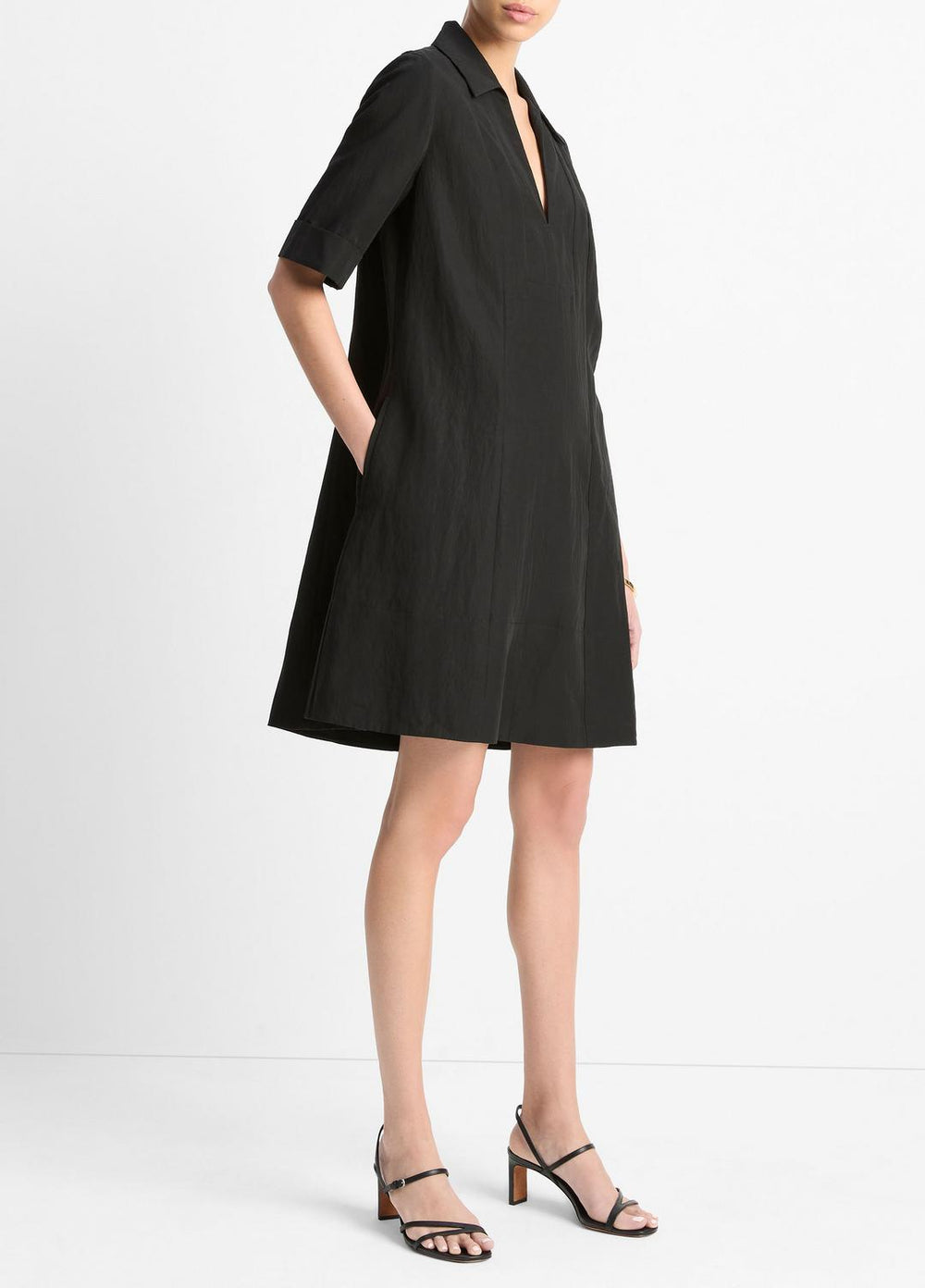 VINCE | A-Line Short Dress in Dresses & Skirts - BLACK