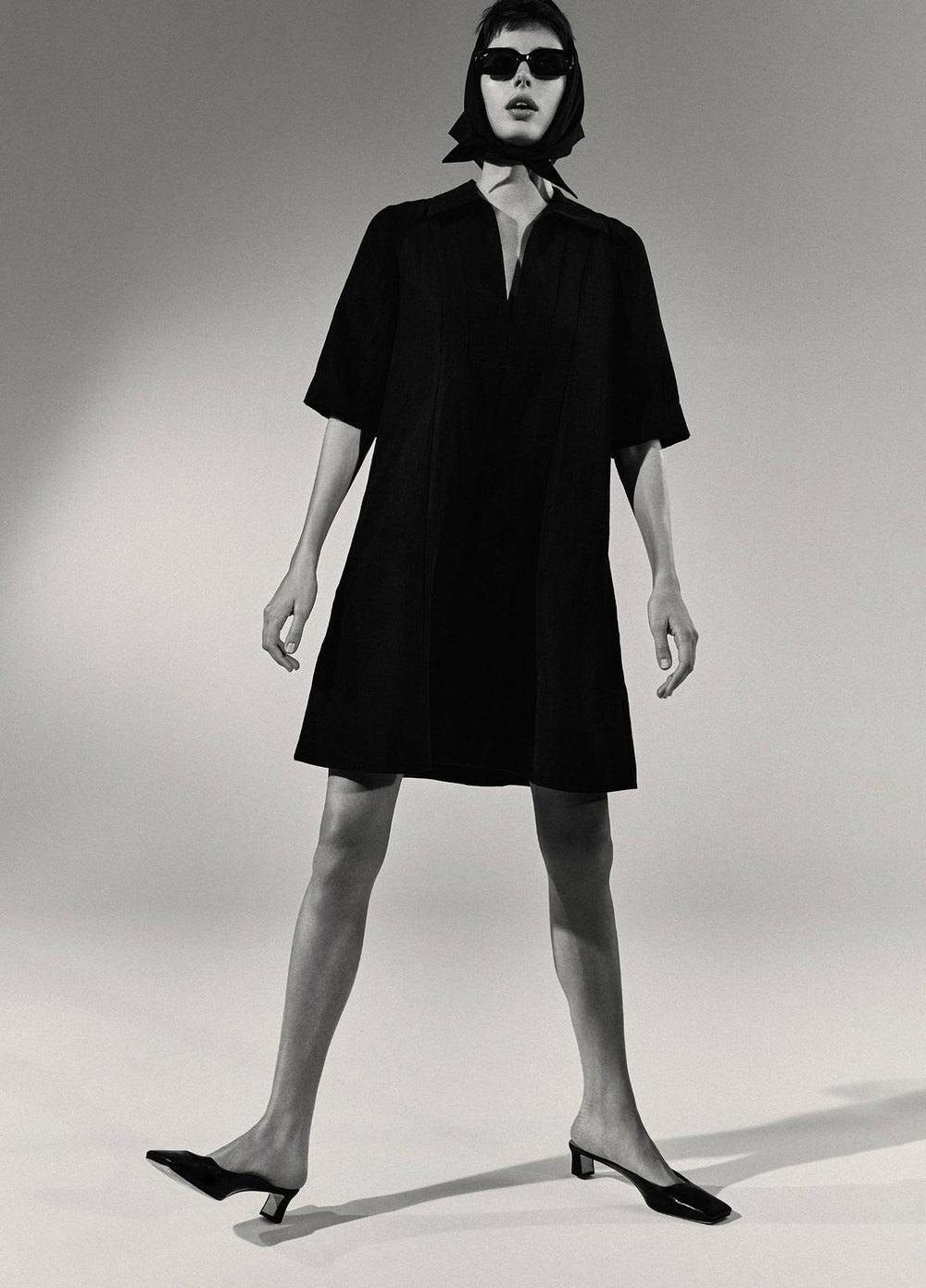 VINCE | A-Line Short Dress in Dresses & Skirts - BLACK