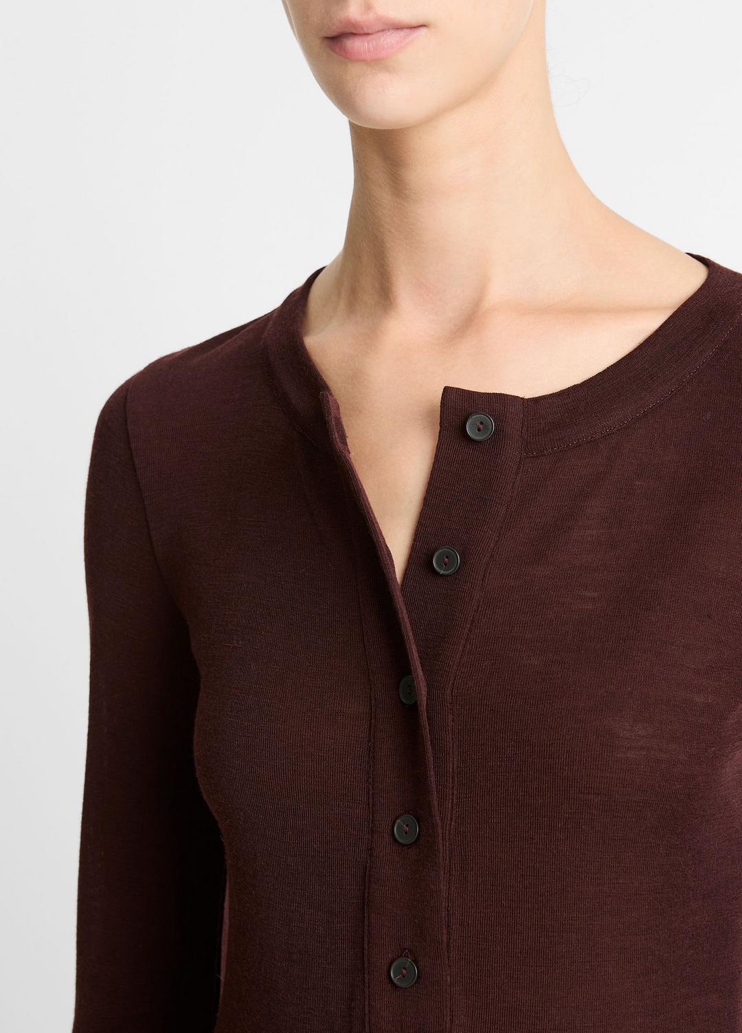 VINCE | Wool Long-Sleeve Henley in Shirts & Tees - CHERRY NIGHT