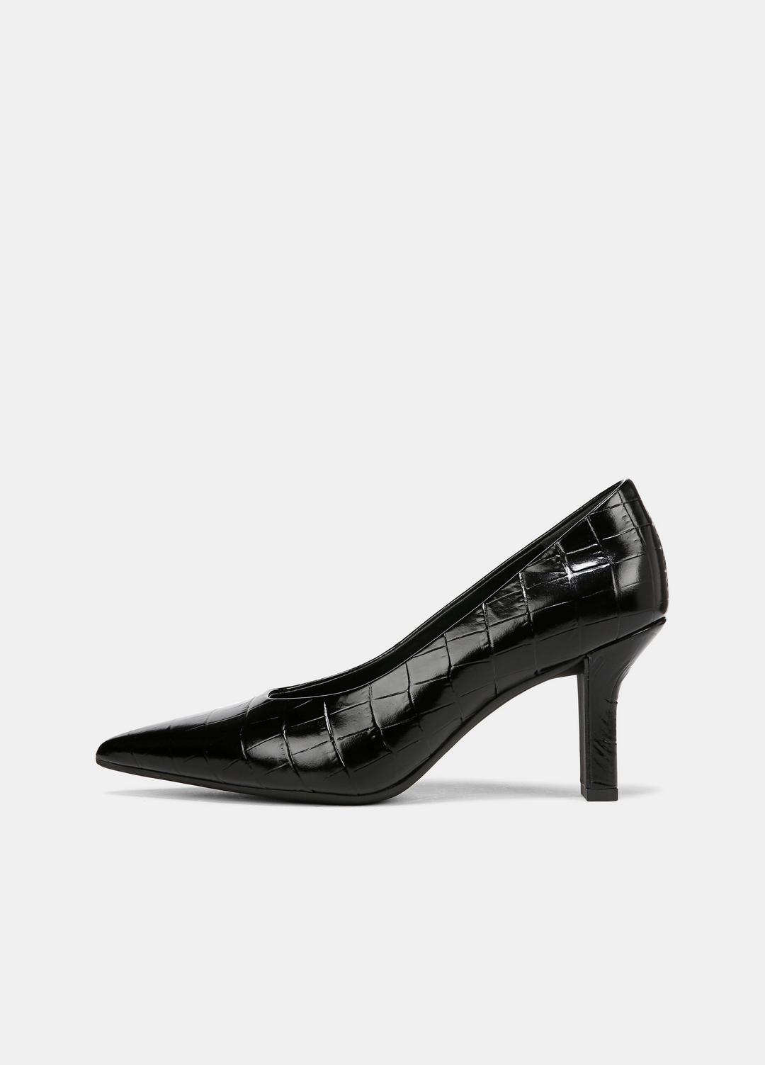 VINCE | Diane Croc-Embossed Leather Pump in Shoes - BLACK