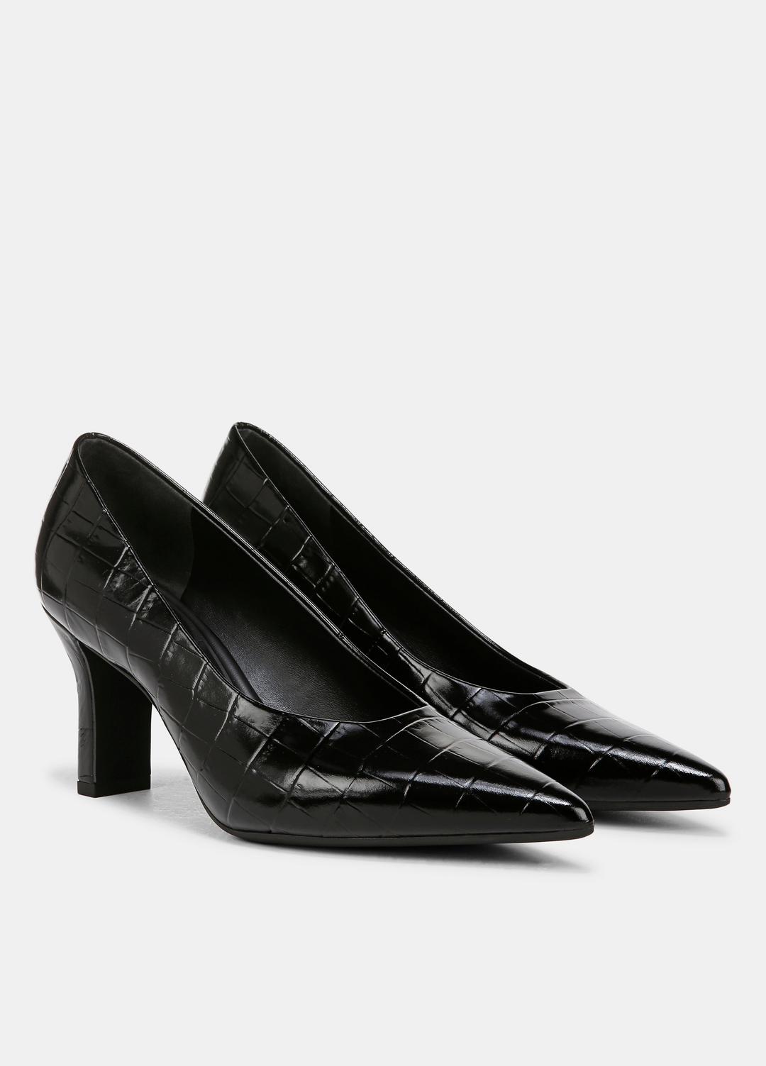 VINCE | Diane Croc-Embossed Leather Pump in Shoes - BLACK