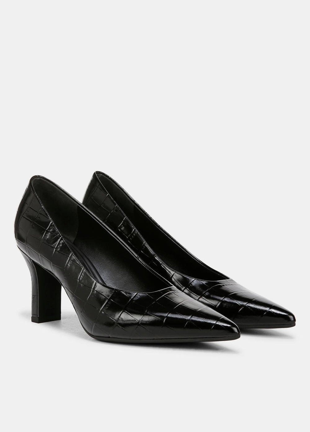 VINCE | Diane Croc-Embossed Leather Pump in Shoes - BLACK