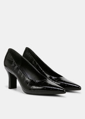 VINCE | Diane Croc-Embossed Leather Pump in Shoes - BLACK