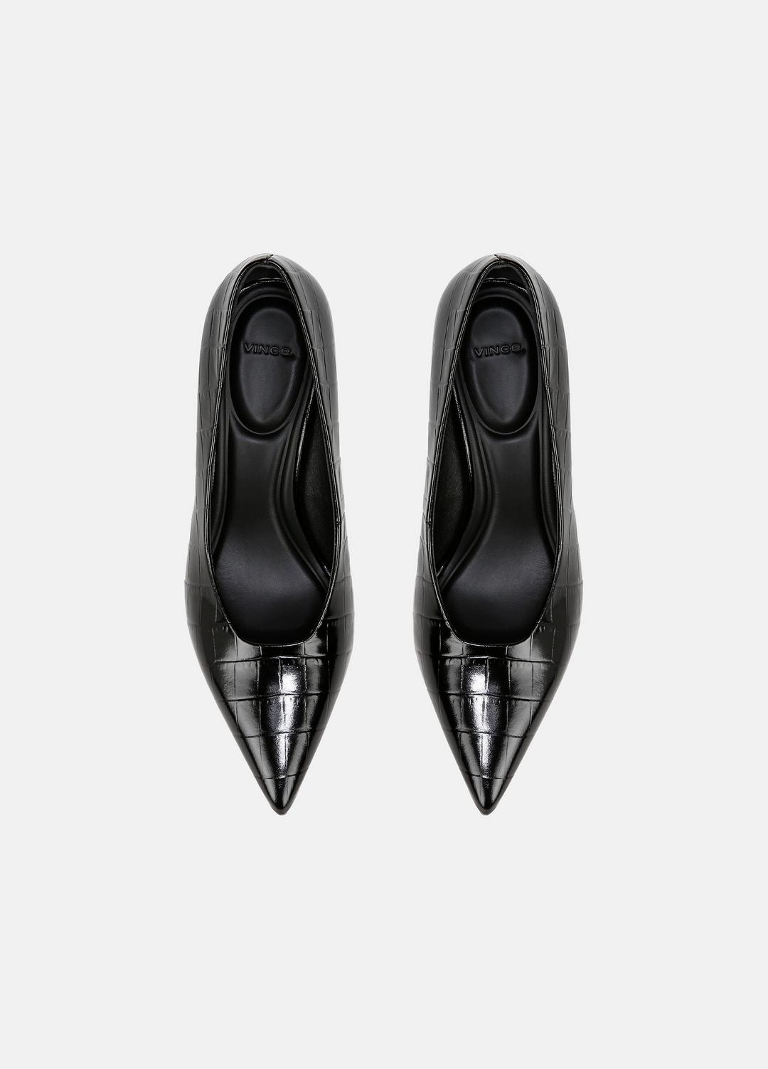 VINCE | Diane Croc-Embossed Leather Pump in Shoes - BLACK