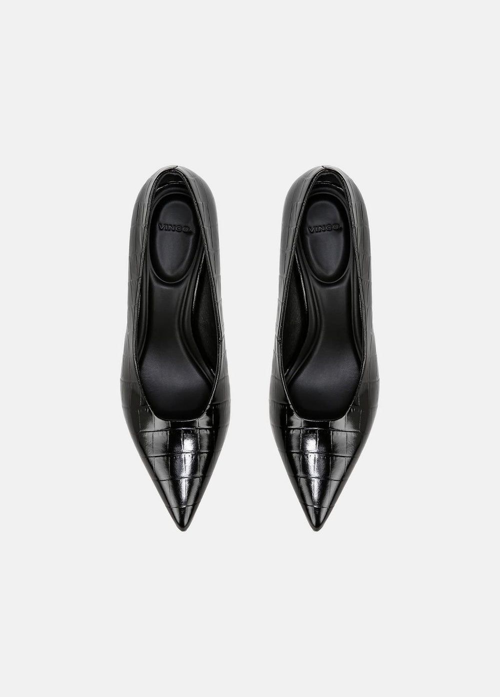 VINCE | Diane Croc-Embossed Leather Pump in Shoes - BLACK