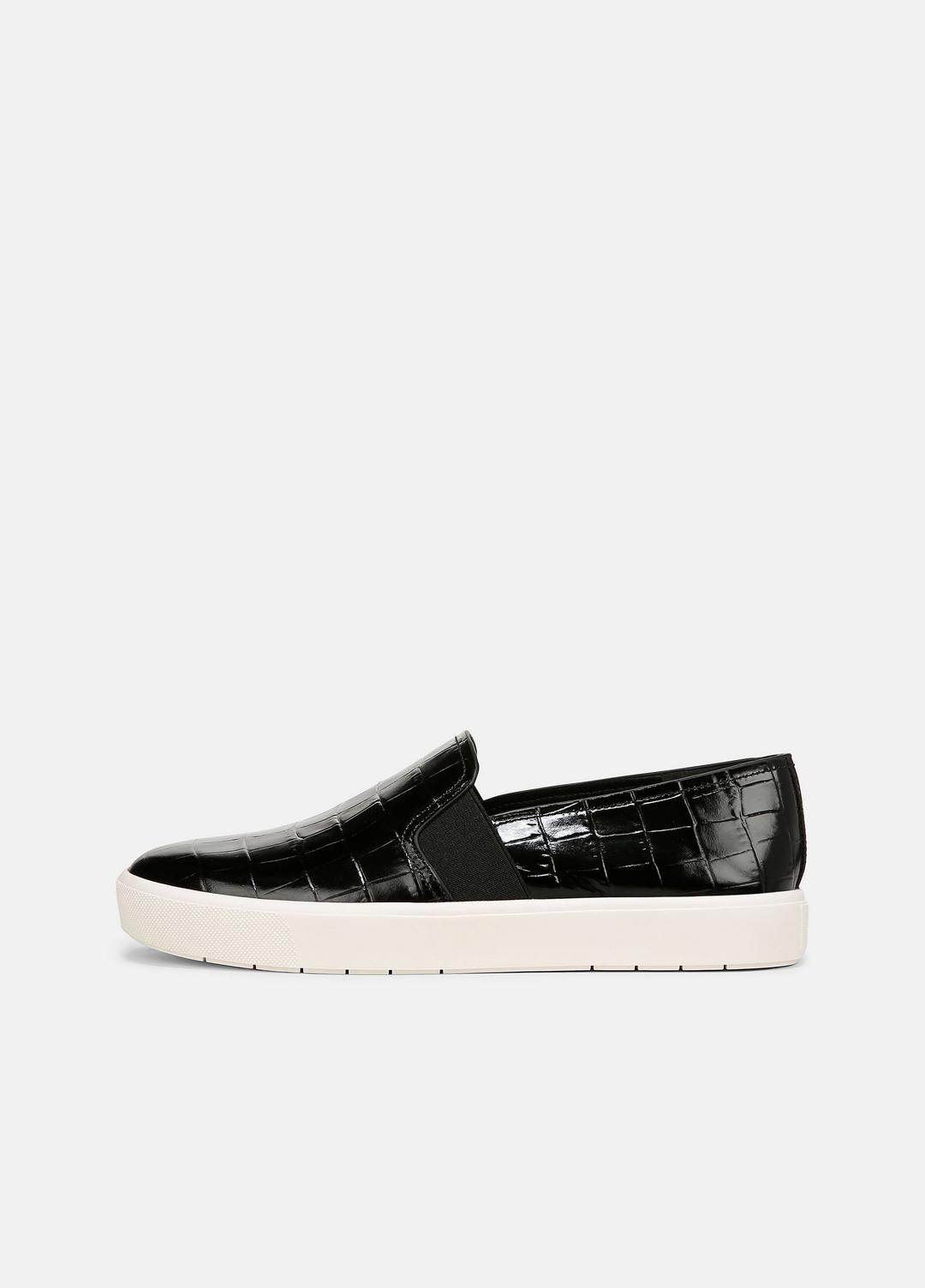 VINCE | Blair Croc-Embossed Leather Sneaker in Shoes - BLACK