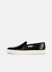 VINCE | Blair Croc-Embossed Leather Sneaker in Shoes - BLACK