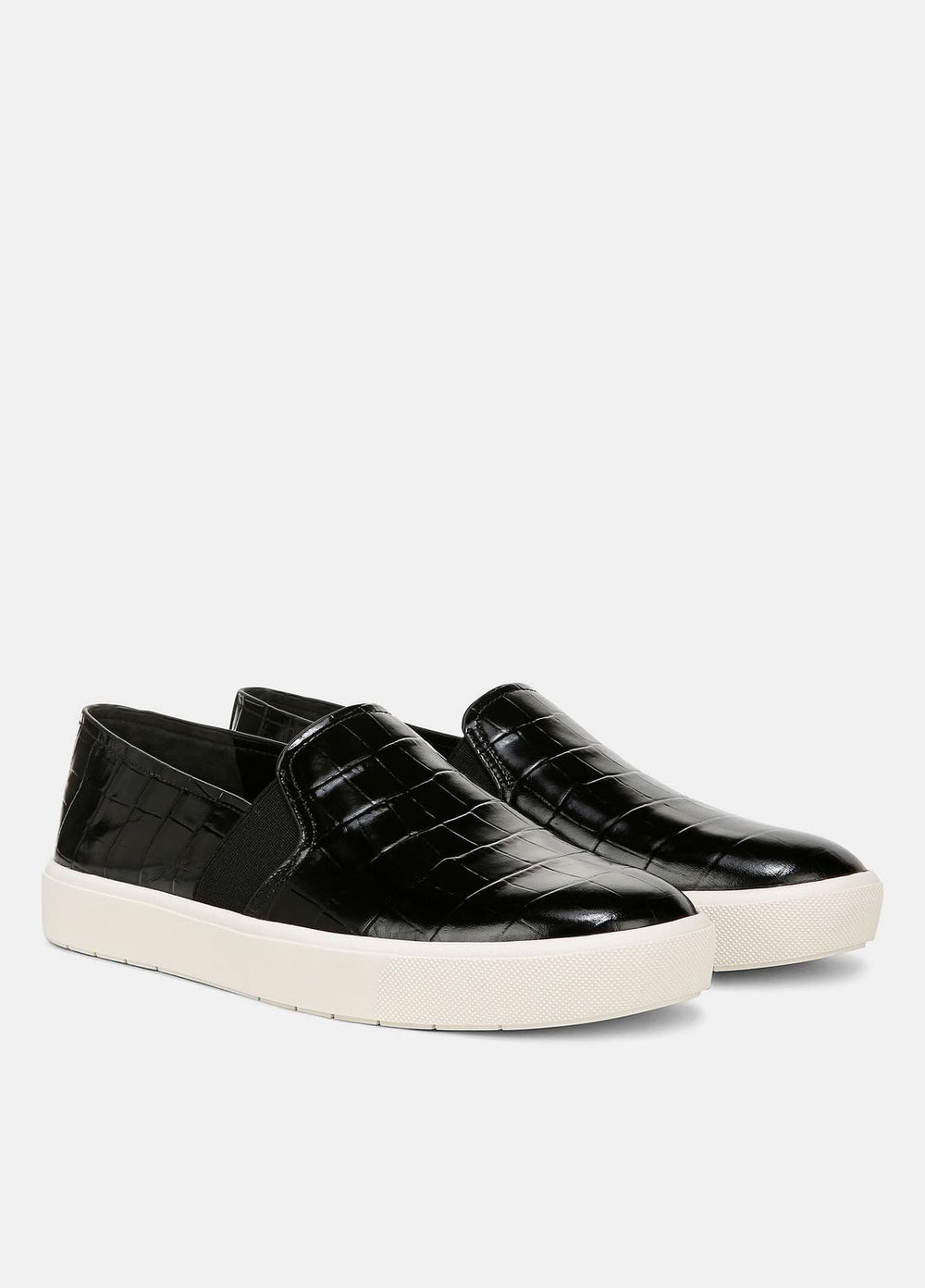 VINCE | Blair Croc-Embossed Leather Sneaker in Shoes - BLACK
