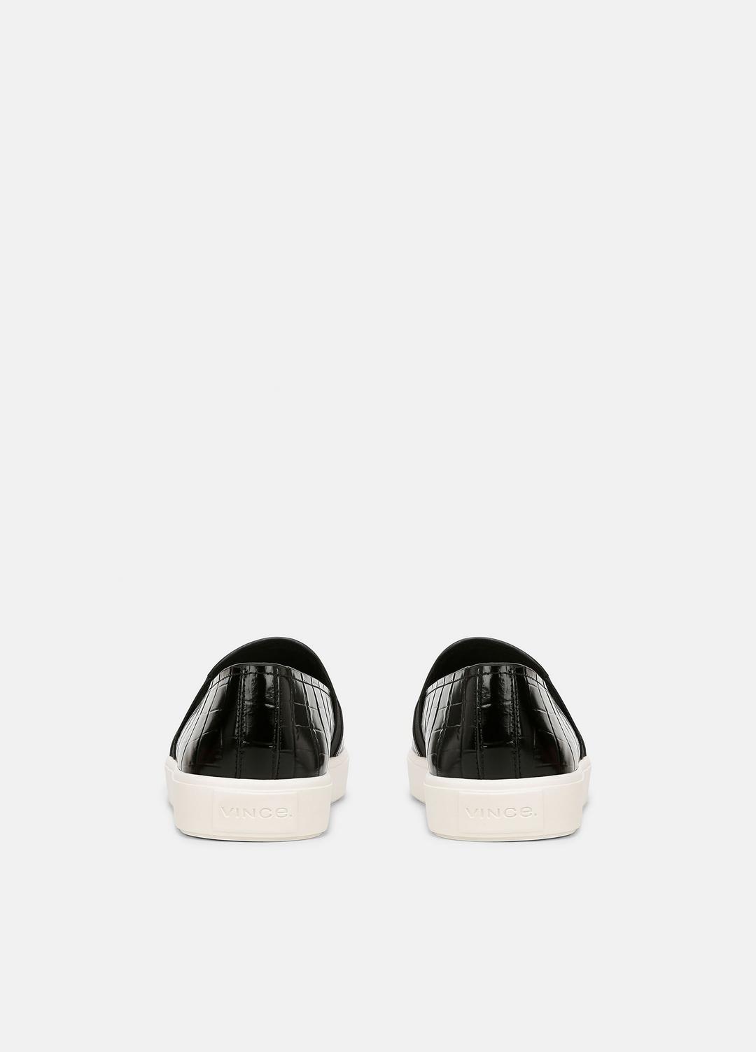VINCE | Blair Croc-Embossed Leather Sneaker in Shoes - BLACK