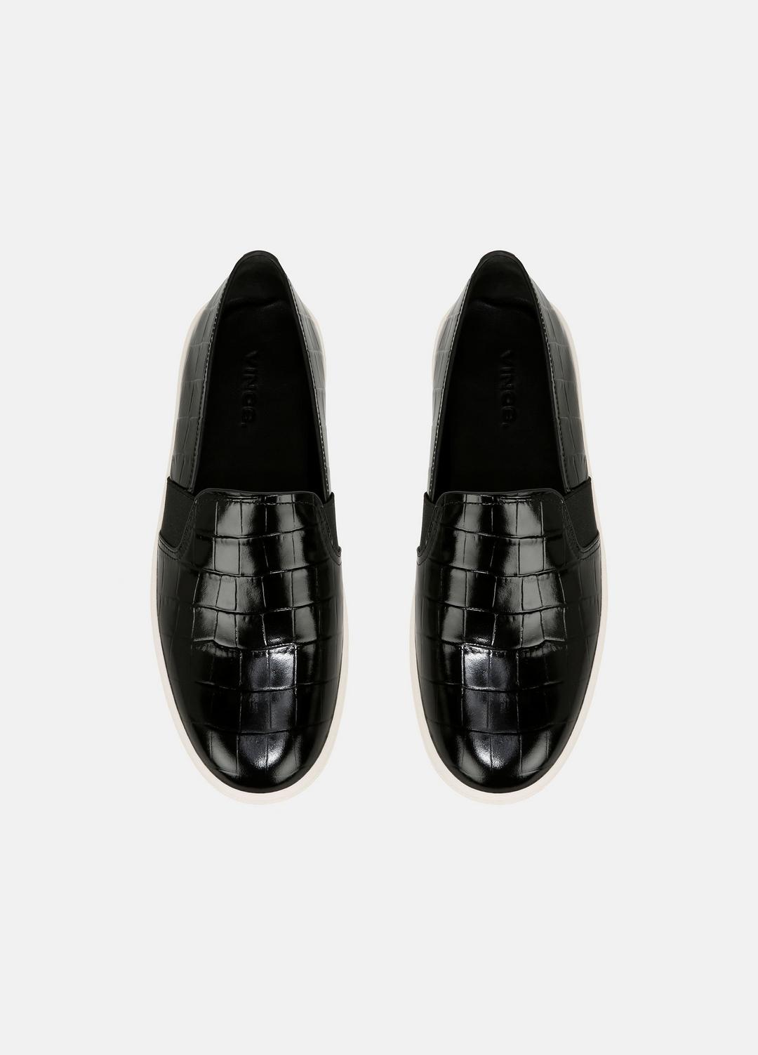 VINCE | Blair Croc-Embossed Leather Sneaker in Shoes - BLACK