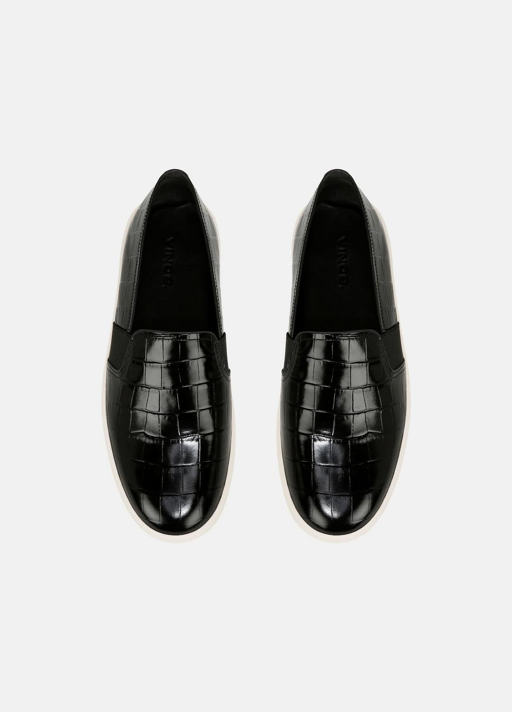 VINCE | Blair Croc-Embossed Leather Sneaker in Shoes - BLACK